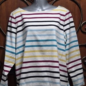 Talbots Multicolor Striped Cotton Top